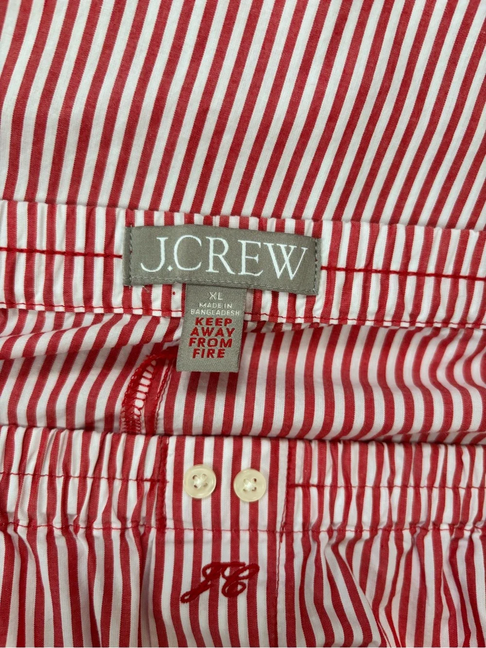 J.Crew Men's XL Red & White Striped Straight Leg Relaxed Pull On Lounge Pants